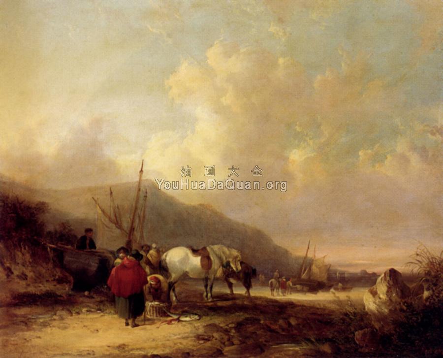 A Busy Beach Scene - 威廉·谢耶